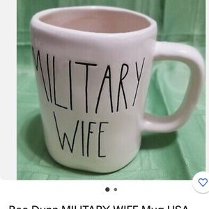 Rae Dunn MILITARY WIFE Coffee tea mug cup  oversized white EUC